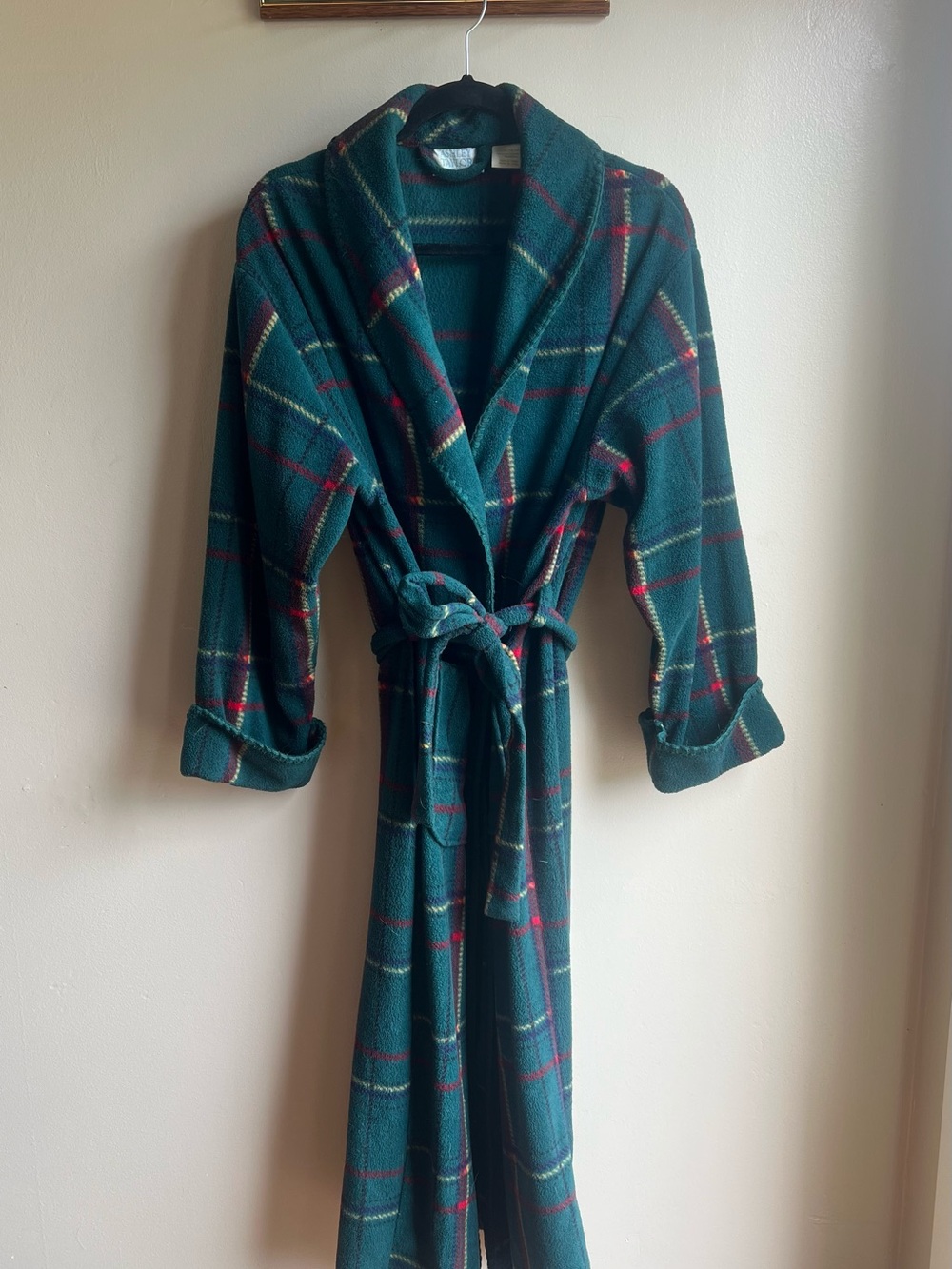 Vintage 90s Plaid Ashley Taylor Green Full Length Cabincore Robe